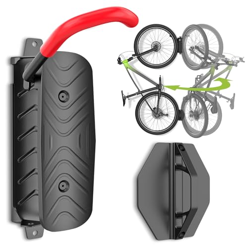 Housolution Swivel Bike Wall Mount [1 Pack], 150° Swivel Holds up to 66lbs Vertical Bike Rack Wall Hanger, Bike Hangers for Garage, Mountain Bike Wall Mounts, Bicyckle Storage Rack for Garage - color: Red, size: 1pack