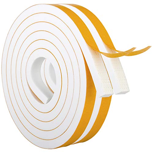White Door Window Weather Stripping Self Adhesive Foam Tape 1/2 in × 1/4 in × 26 Ft, High Density Foam Sealing Strip Window Insulation Weatherproof Gasket Tape for Doors and Windows - color: White, size: 1/2 In x 1/4 In x 26Ft