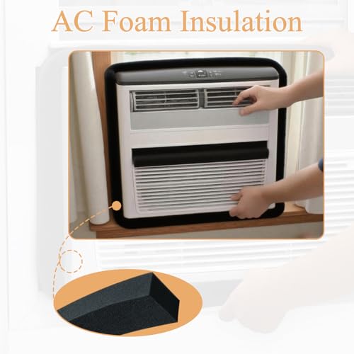 Black Window AC Insulation High Resilience Foam Weather Stripping Seal Tape with Glue Point, 3Packs, 2''x1''x6.5ft