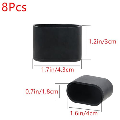 Geesatis 8 Pack Black Oval Chair Leg Caps,1.6 x 0.7 Inch PVC Furniture Pads,Non-Slip Floor Protectors for Tables,Chairs,Furniture - Scratch Proof Floor Guards - size: 1.6 X 0.7 Inch - Black