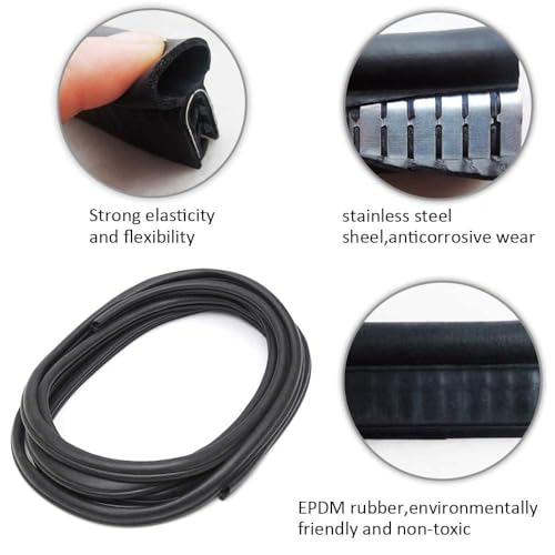 Automotive Weather Stripping Door Seal, 50 FT Car Door Rubber Seal Strip Trim Seal Gasket with Side Bulb for Cars Trucks Boats RVs and Home Applications - size: 50Ft