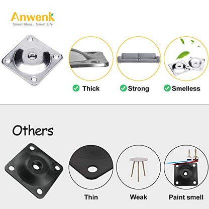 Anwenk Leg Mounting Plates, Furniture Leg Attachment Plates Industrial Strength T-Plate 5/16" (M8) Sofa Legs with Hanger Bolts,Screws,Strengthen Weak Furniture Repair Damaged Sofa Couch Seat,Set of 4 - color: M8 Leg Mounting Plates