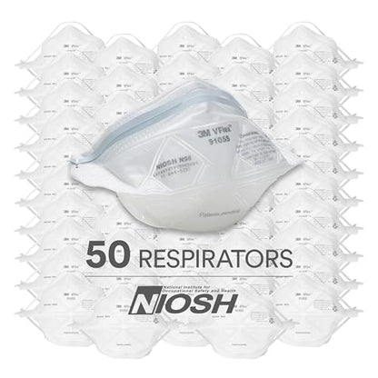 3M N95 Disposable Respirator, VFlex Particulate Respirator 9105S, Small Size, Box of 50, NIOSH Approved, Sweeping, Sanding, Grinding, Sawing, Bagging, Dust
