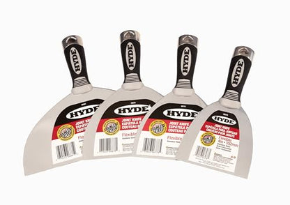 Hyde 4, 5, 6, and 8 Inch Pro Stainless, Flexible, One-Piece, Rust Resistant, Metal Joint Knife with Hammerhead End & Ergonomic Comfort Grip Handle, Versatile in Many Home Improvement Tasks, 06893 - size: 4/5/6/8 Inch Kit