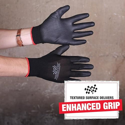 Finish Line Mechanic Grip Gloves for Bicycles, Latex-Free Gloves with Tactile-Enhancing Coating, Textured Palm for Superior Grip, Breathable Upper Fabric Keeps Hands Cool and Dry – Large, 3 Pack