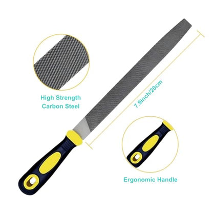 3 pcs Metal File Set, 8-inch,Professional High Carbon Steel File, Includes Flat/Round/Half-Round,Work for Metal, Wood - size: 8 Inch