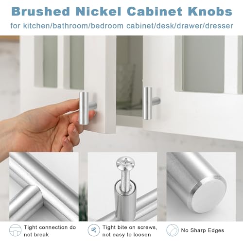 Estmoon 30 Pack Cabinet Knobs Brushed Nickel Cabinet Handles, Stainless Steel Single Hole Kitchen Cabinet Knobs Silver Cabinet Pulls for Kitchen Cabinets and Dressers,2 Inch Overall Length Drawer Knob - color: Brushed Nickel, size: 1 Hole Mount, style: Kn