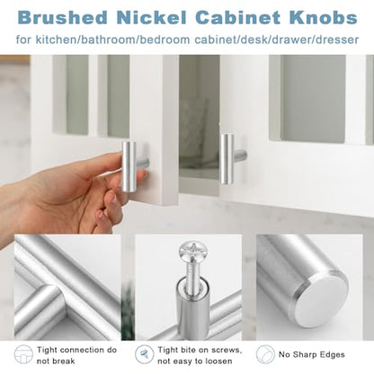 Estmoon 30 Pack Cabinet Knobs Brushed Nickel Cabinet Handles, Stainless Steel Single Hole Kitchen Cabinet Knobs Silver Cabinet Pulls for Kitchen Cabinets and Dressers,2 Inch Overall Length Drawer Knob - color: Brushed Nickel, size: 1 Hole Mount, style: Kn
