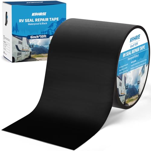 Kohree Butyl Sealant Tape, RV Roof Tape Black, 6 Inch x 50 Foot RV Sealant Waterproof Roofing Tape UV & Weatherproof, for RV Repair, Window, Boat,Truck & Camper - style: 6in*50ft Black