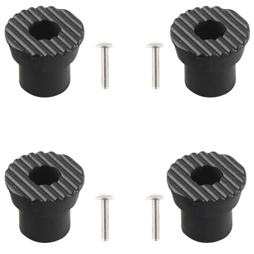 U 9163 Door Stop Rubber Tip with Screw, Replacement Tips for Drop Down Door Holders, Black, Rubber (4 Pack)