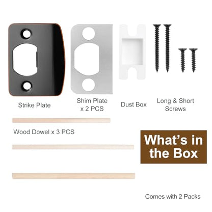 Standard Strike Plates with Spacer Shims (Oil Rubbed Bronze, 2 Pack) - color: Oil Rubbed Bronze, size: 2 Pack