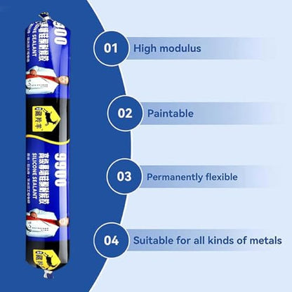 9900 Silicone Sealant, Neutral Cure Waterproof Adhesive for Kitchen, Bath, Window & Door, Weatherproof Exterior & Interior Caulk, 27 Ounce