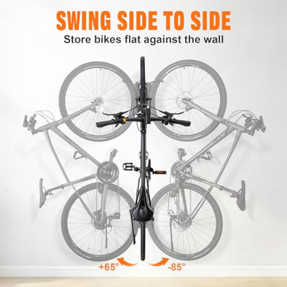 QAQ Swivel Bike Wall Mount, Vertical Bike Rack Garage Holds Up To 66lbs, Bike Hooks For Garage Space-Saving, Easy To Install -1 PACK