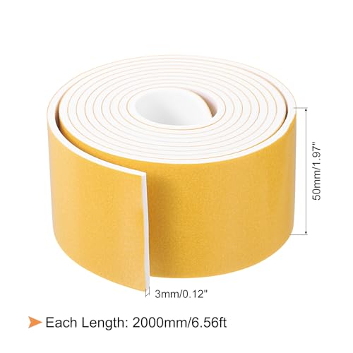 uxcell 1 Roll Foam Weather Stripping, 2" Wide X 1/8" Thick X 6.56 Ft Door Seal Strip Adhesive Foam Tape White Insulation Strip for Door Window - size: 2"x 1/8"x 6.56 Ft