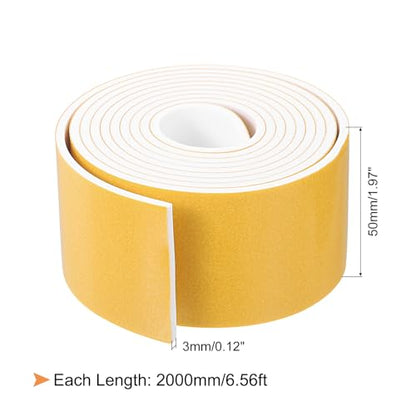 uxcell 1 Roll Foam Weather Stripping, 2" Wide X 1/8" Thick X 6.56 Ft Door Seal Strip Adhesive Foam Tape White Insulation Strip for Door Window - size: 2"x 1/8"x 6.56 Ft