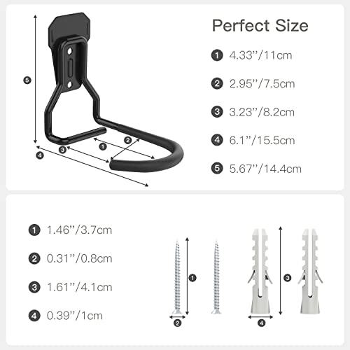 Housolution Bike Wall Mount with Fixed Hook, [4 Pack] Heavy Duty Bike Storage Rack, Bike Rack Vertical Stand for Garage - Easily Hang/Detach - with Screws Iron Bike Hanger Brackets - size: 4 Pack