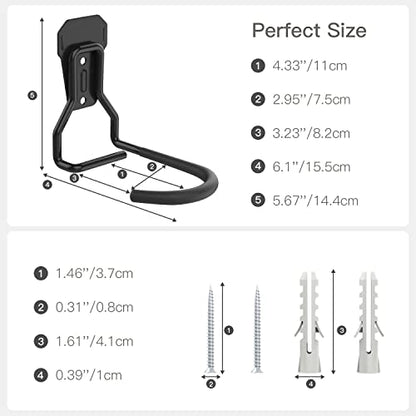 Housolution Bike Wall Mount with Fixed Hook, [2 Pack] Heavy Duty Bike Storage Rack, Bike Rack Vertical Stand for Garage - Easily Hang/Detach - with Screws Iron Bike Hanger Brackets - size: 2 Pcs
