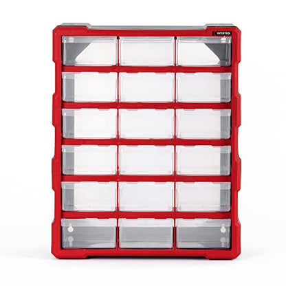 INTERTOOL Small Parts Organizer for Hardware & Screws | 18 Removable Bins with Dividers | Wall Mount or Desktop Craft & Lego Storage Cabinet | 19” x 15” x 7” BX08-4019 - style: 18 Drawers