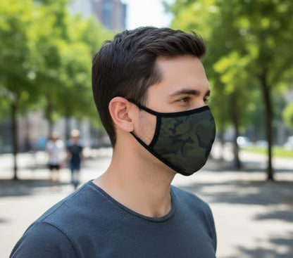 3 Pack Cloth Face Mask - Inner White Cotton - Unisex Washable Reusable Fabric Dust Masks Camouflage Design for Men Women Teenager Adult - color: Pack 3 Camo