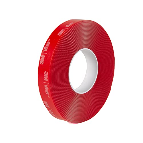 3M 4910 VHB Mounting Tape, Acrylic Foam, Permanent Bonding, Heavy Duty, Clear, 0.5 in x 5 yd, 1 Roll