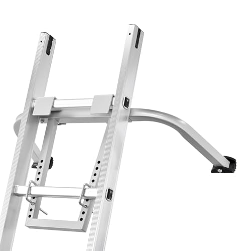 VEVOR Ladder Stabilizer, Heavy Duty Steel Ladder Roof Hook, Ladder Stabilizer with Wing Span/Wall Extension Accessory, Stable Ladder Standoff Arms for Roof Gutter with Anti-Slip Rubber Feet - size: KH-WD02