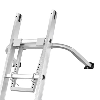 VEVOR Ladder Stabilizer, Heavy Duty Steel Ladder Roof Hook, Ladder Stabilizer with Wing Span/Wall Extension Accessory, Stable Ladder Standoff Arms for Roof Gutter with Anti-Slip Rubber Feet - size: KH-WD02