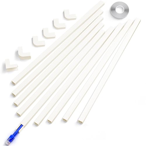142in Beige Cord Hider, Delamu Beige Cord Covers for Wires on Wall, One-Cord Cable Hider, Wire Hider Wire Covers for Cords on Wall, Easy Set up Cable Cover Raceway, L15.7 W0.59 H0.4in - color: Beige, size: 142in L X 0.59in W X 0.40in H
