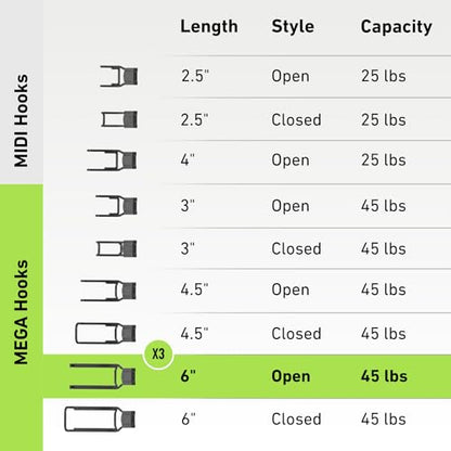 GATOR MAGNETICS MEGA 6 in Open Hooks, 45 lb Heavy Duty Magnetic Hooks for Steel Surfaces, Patented Easy-Release, Non-Slip Grip – Storage & Organization, Garage, Home Tools & Gear Storage – 3 Pack - size: 6 Inch, style: Open
