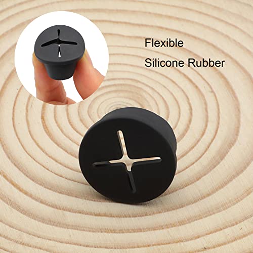 Desk Grommet, 1 Inch Flexible Rubber Grommets, Silicone Cable Cord Grommet Wire Hole Cover for Desk, Table and Other Furnitures(12Pack) - size: 1IN/25mm Black