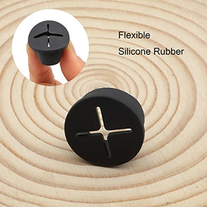 Desk Grommet, 1 Inch Flexible Rubber Grommets, Silicone Cable Cord Grommet Wire Hole Cover for Desk, Table and Other Furnitures(12Pack) - size: 1IN/25mm Black