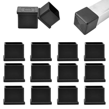 EASYEAH 1-1/2" (38mm) Square Chair Leg Floor Protectors, Black Rubber Chair Leg Caps, Non-Slip Patio Furniture Feet Cap, PVC Chair Feet Covers for Hardwood Floors, Tables & Patio Furniture, 12pcs - size: 1-1/2" x 1-1/2"