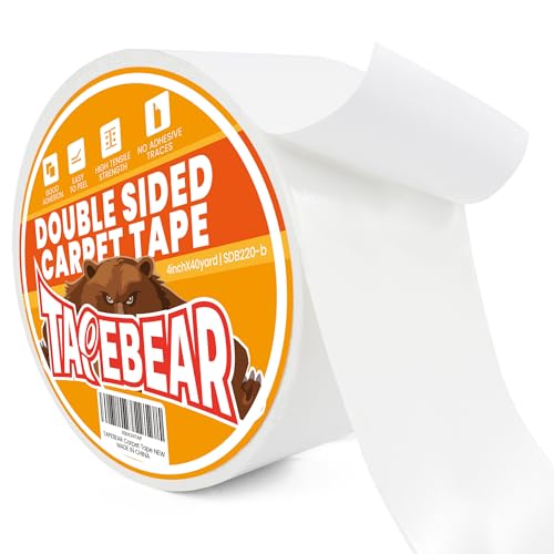 TAPEBEAR Heavy-Duty Double Side Carpet Tape, Carpet Tape for Rug, Wood, Floor, Residue-Free Rug Tape, Multipurpose Gripper Non Slip Tape, 4inch X 40yard, White - color: White, size: 4inch x 40yard