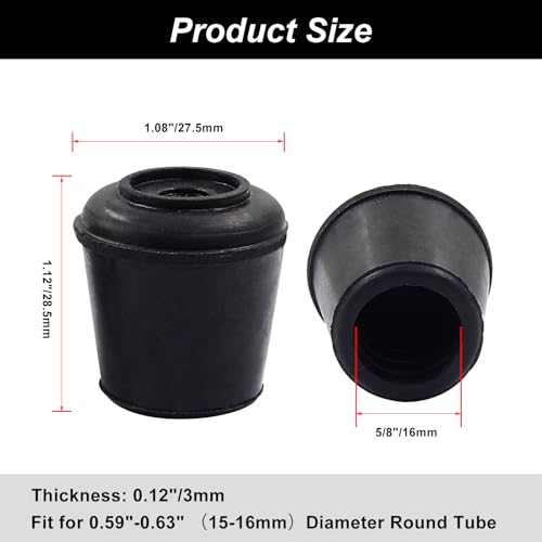 16pcs 5/8 Inch Round Chair Leg Tips Caps, Non-Slip Rubber Chair Leg Floor Protectors, Black Furniture Leg Caps Fit for 0.59"-0.63" (15-16mm) Diameter Round Feet - size: 5/8 Inch-Black