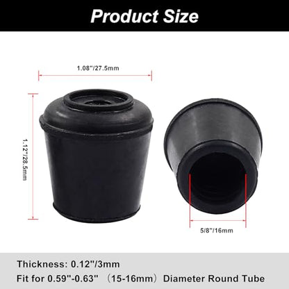 16pcs 5/8 Inch Round Chair Leg Tips Caps, Non-Slip Rubber Chair Leg Floor Protectors, Black Furniture Leg Caps Fit for 0.59"-0.63" (15-16mm) Diameter Round Feet - size: 5/8 Inch-Black