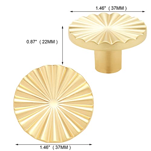 6 Pack Gold Kitchen Cabinet knobs and Pulls - Brushed Gold Zinc Cupboard Drawer Handles for Dresser Drawers - color: Brushed Gold, size: 37 mm, style: 6 Pack Knobs