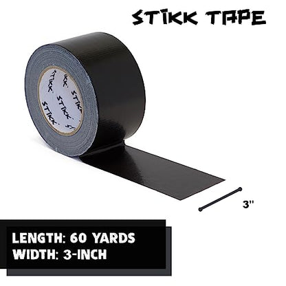 STIKK Duct Tape - Black Duck Tape - 3 inch x 60 Yards - Heavy Duty Tape for Repairs, Household Projects - for Commercial HVAC and Construction - Effective Heavy Duty Waterproof Duct Tape - color: Black
