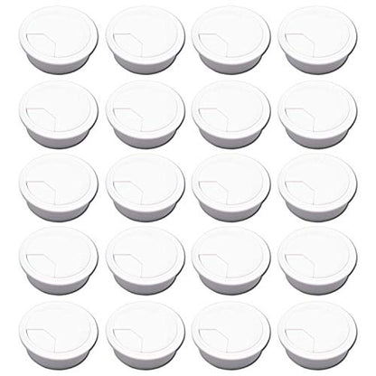 Quluxe Desk Grommet, 2-3/4 Inch Plastic Desk Cord Cable Hole Cover Grommet -White (Pack of 20) - color: Plastic-white
