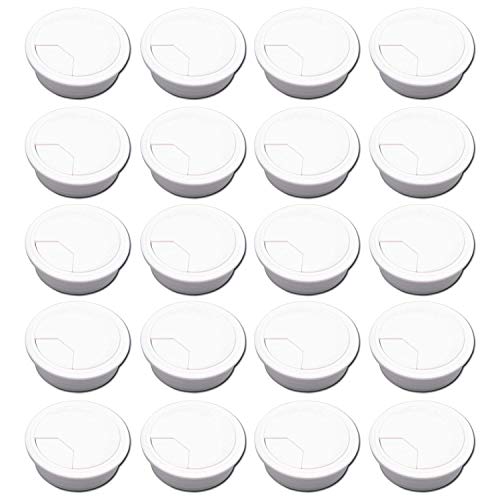 Quluxe Desk Grommet, 2-3/4 Inch Plastic Desk Cord Cable Hole Cover Grommet -White (Pack of 20) - color: Plastic-white