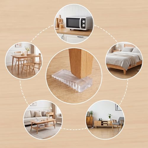 4 Pack Clear Rubber Door Stop, Wedge Thin Door Stoppers for Bottom of Doors Clear Non-Scratching DoorStops Sturdy Stackable Doors Stops for Home Office School (15mm/0.59in)