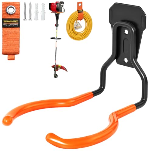 Heavy Duty Garden Power Tool Hanger, Garage Storage Utility Hooks with Storage Straps, Electric Tool Hooks, String Trimmer Hangers, Garden Tool Organizer, Weedeater Rack (1, Orange) - color: Orange-1