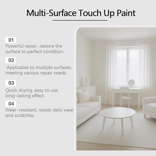 White Touch Up Paint, White Touch Up Paint for Walls, Multi-Surface Touch Up Pen, Used for Repairing Enamel Shards and Scratches on Door Furniture(1 Oz)