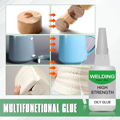 High-Strength Welding Oily Glue, Magic Glue Super Adhesive Strong & Fast Waterproof Super Glue for Metal, Wood, Ceramic, Leather, Glass, Metal, Plastic (50G) - color: 50G