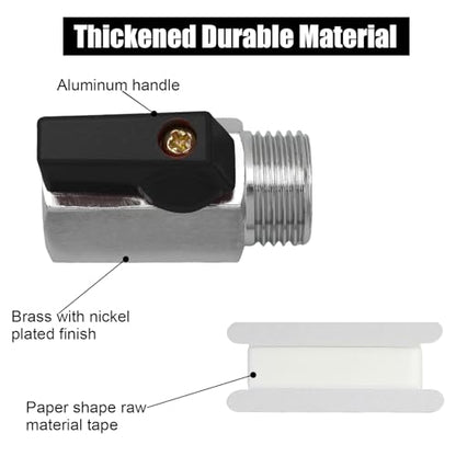 1/2" Brass Mini Ball Valve with PTFE Sealing Tape, NPT Thread Female and Male Shut-Off Valves, Hot Water Drain Valve for RV or Trailer Water Heater Maintenance (Black) - color: Black