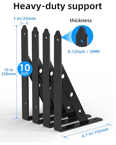 Fence Gate Frame Kit with 10 inch Heavy Duty Hinges, Gate Corner Brace Bracket Heavy Duty Kit, Fence Gate Kit, Gate Hardware for Wooden Fences,Driveway Gates,Shed Doors. Barn Door Lock Latches 1PC - size: 10 Inch