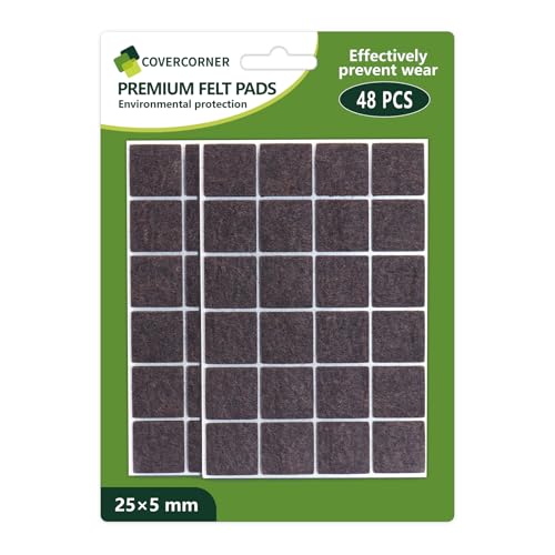 Felt Furniture Pads for Hardwood Floors 48 PCS, Furniture Pads, Floor Protectors for Hardwood Floors, Felt Pads for Furniture, Square, Dark Brown - size: 48PCS 1 inch Square Dark Brown