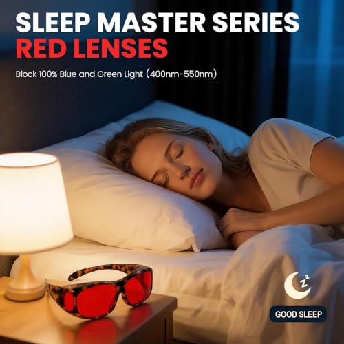 Eyekepper Red Lens Blue Light Glasses Men,Fitover Blue Light Blocking Glasses Women, Red Light Glasses Eye Protection - Black Red - color: Red Tinted-1806-black Red