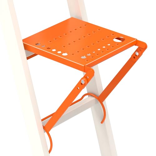 Ladder Platform Attachment,Anti-Slip Extension Ladder Tool,Heavy Duty Ladder Stand Ladder Step,Ladder Accessories Holds 400 Pound (Orange) - color: Orange