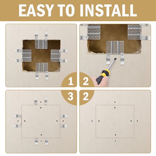 moonoom 32 Pack Drywall Repair Clips, 1/2 inch Drywall Fastener Clip with 64 Screws, Stainless Steel Wall Patch Clips for Damaged Walls Repairing - color: 32 Pcs