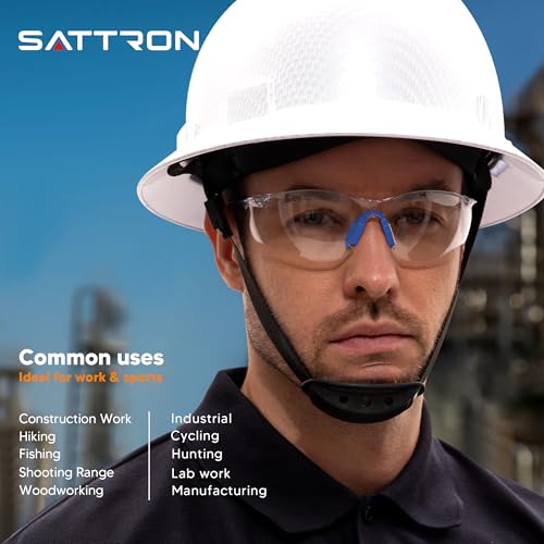 Clear Safety Glasses 24 Pack, Protective Eyewear UV Protection ANSI Z87.1, Safety Goggles Scratch & Impact Resistant, Eye Protection with Nose Pads for Men & Women Construction, Shooting, Lab Work - color: Clear Lens/Blue Temples, style: 24 Pack