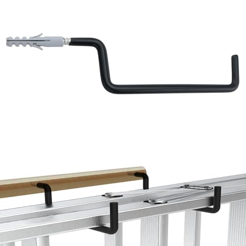 2PCS Black Heavy Duty Storage Hooks 2 Expansion Tubes Tool Organiser Screw in Ladder Hooks Hanging Bike Rack Organiser for Ladders Folding Chairs Rope Storage Length 1.97 inches